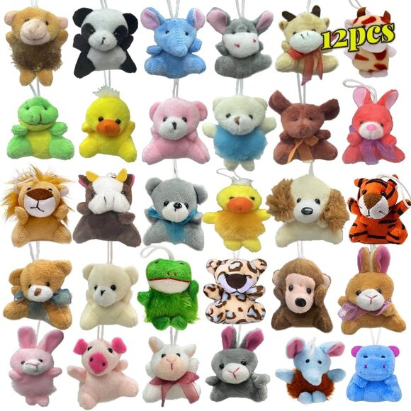 Mini Plush Animal Toy Set,Cute Animals Keychain Decoration for Kids,Goodie Bag F - Picture 1 of 6